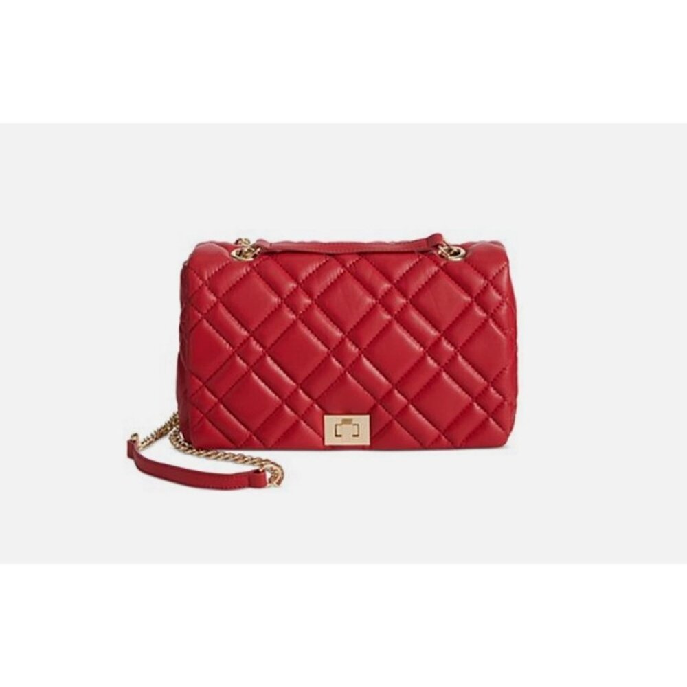 INC International Concepts Ajae quilted faux-leather crossbody shoulder bag -RED